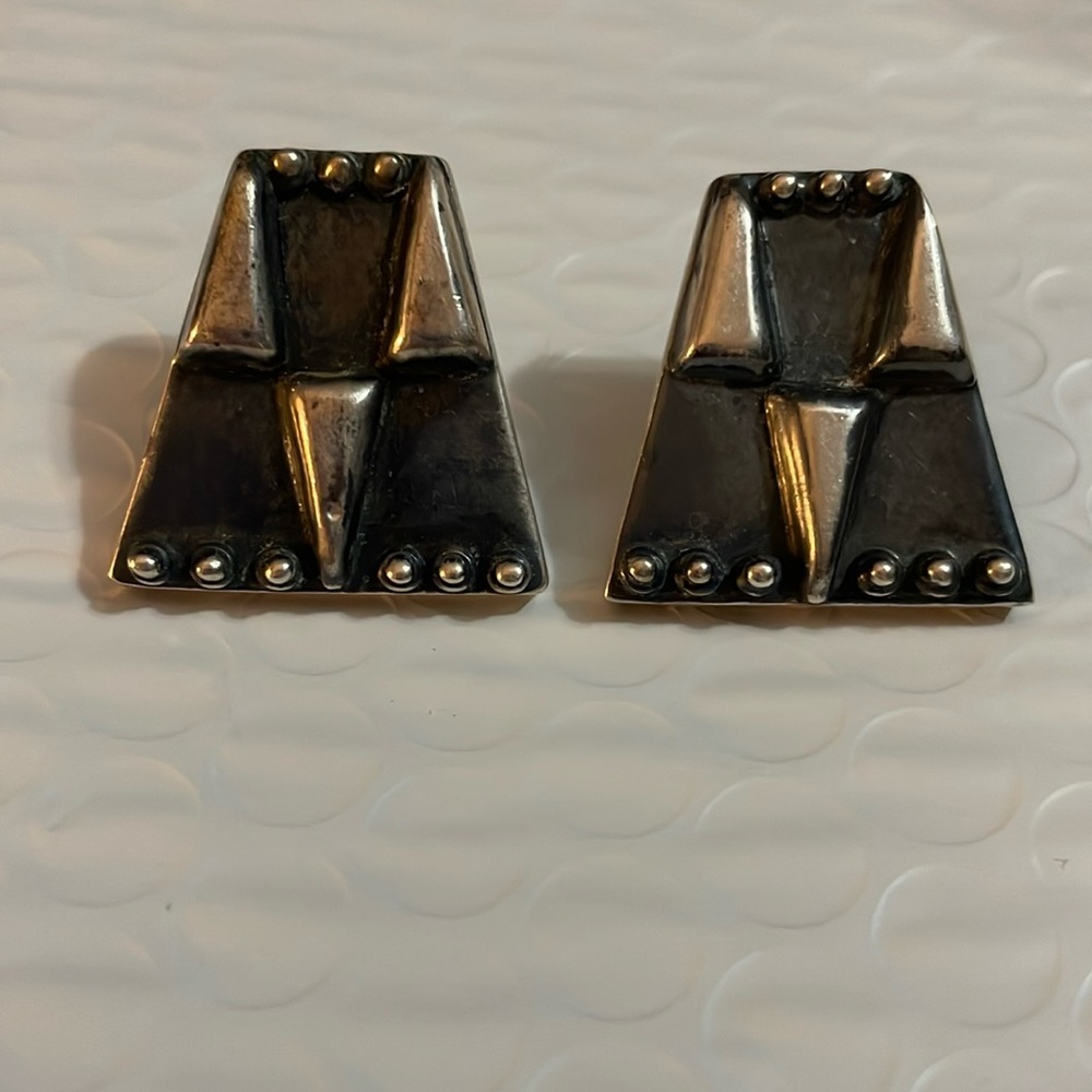 925 Silver and black geometric earrings